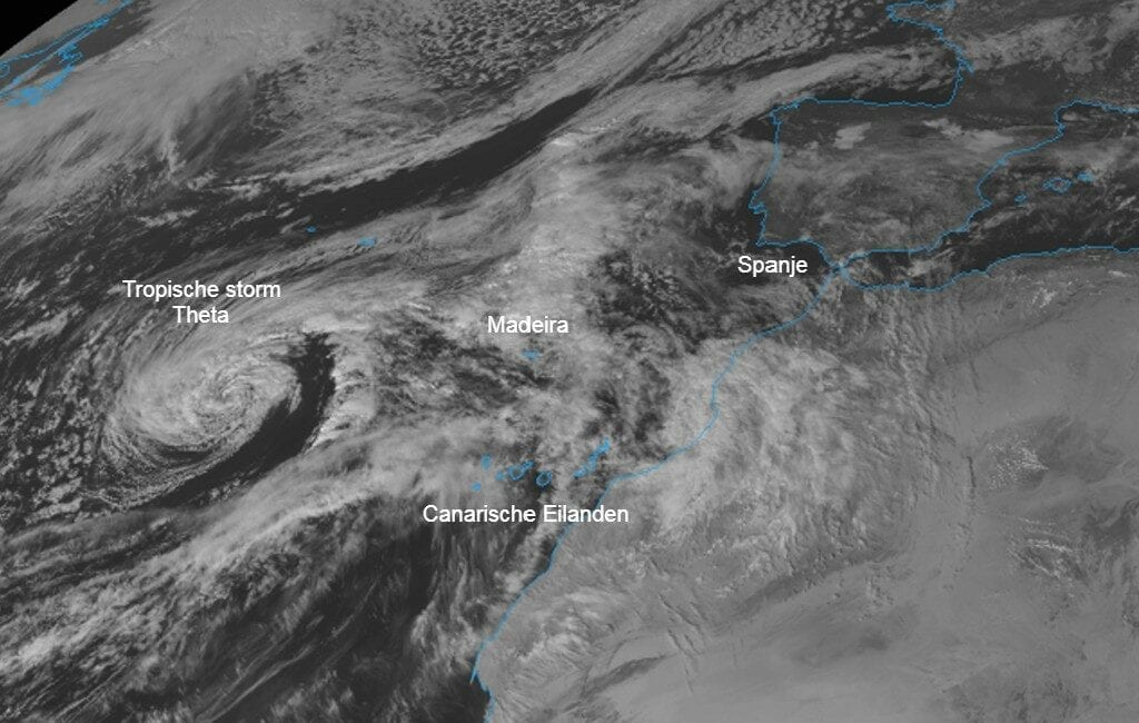 Tropische storm Theta nadert toch diverse Canarische Eilanden