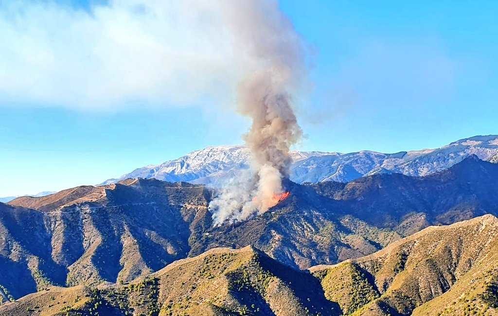 Woningen ontruimt vanwege natuur- en bosbrand nabij Competa in de provincie Málaga