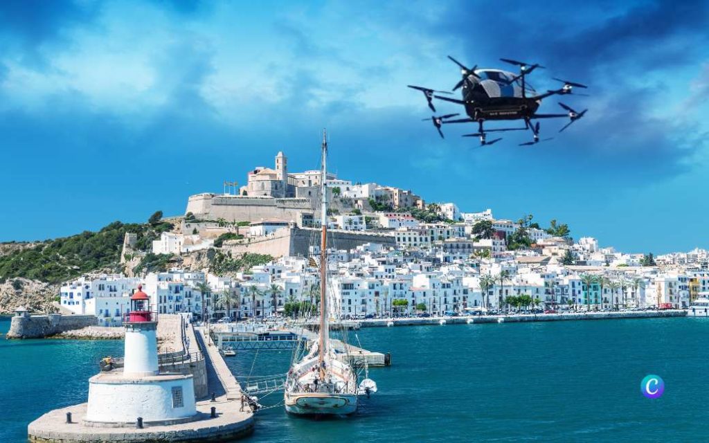 Binnenkort kun je met een drone-taxi van Ibiza naar Mallorca vliegen