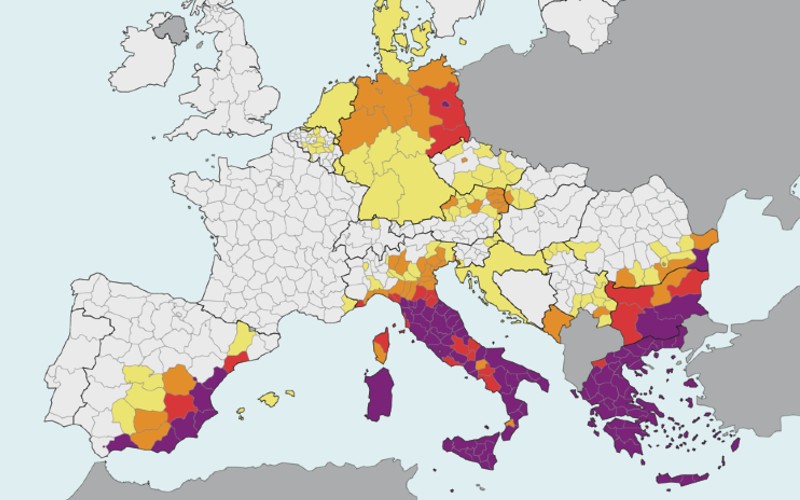 Mappa termica europea in preparazione alle temperature estreme in Spagna