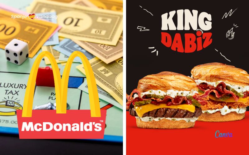 Betalen met Monopolygeld bij McDonald's en hamburger van werelds beste chef-kok bij Burger King in Spanje