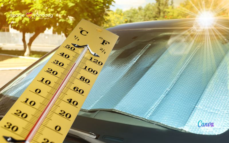 Is een zonnescherm bij de voorruit van de auto nuttig of niet in Spanje?