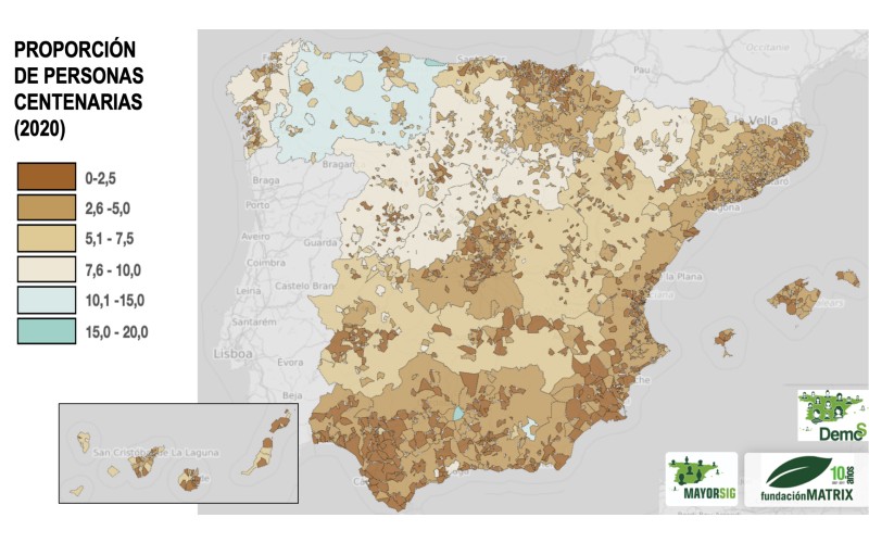 Waar leven de meeste 100-jarigen in Spanje?