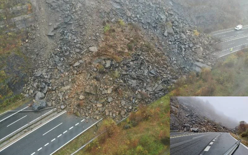 Grote aardverschuiving op de A-66 snelweg tussen León en Asturië