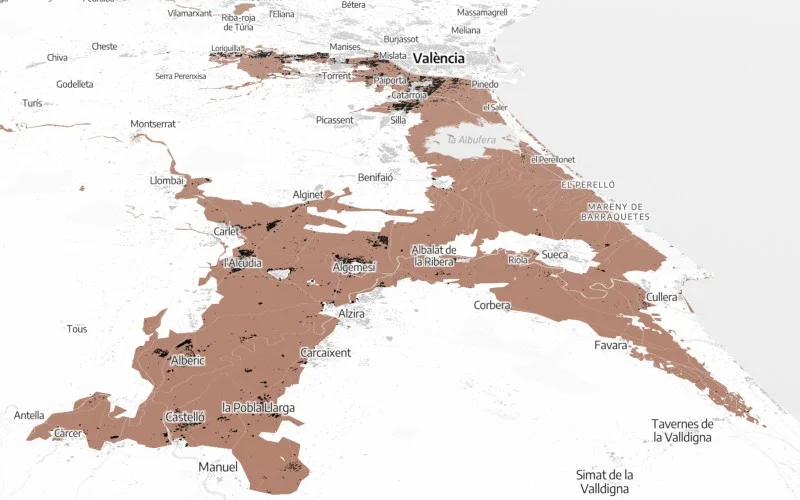 De verwoestende overstromingen in Valencia en de kaart met getroffen gebieden