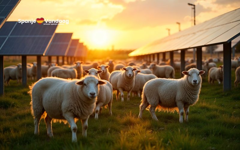 Schapen in de schaduw van zonnepanelen: hernieuwbare energie en herders delen de ruimte