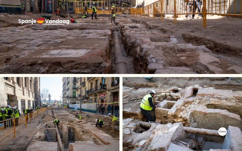 Vijf middeleeuwse huizen tijdens wegwerkzaamheden centrum Barcelona