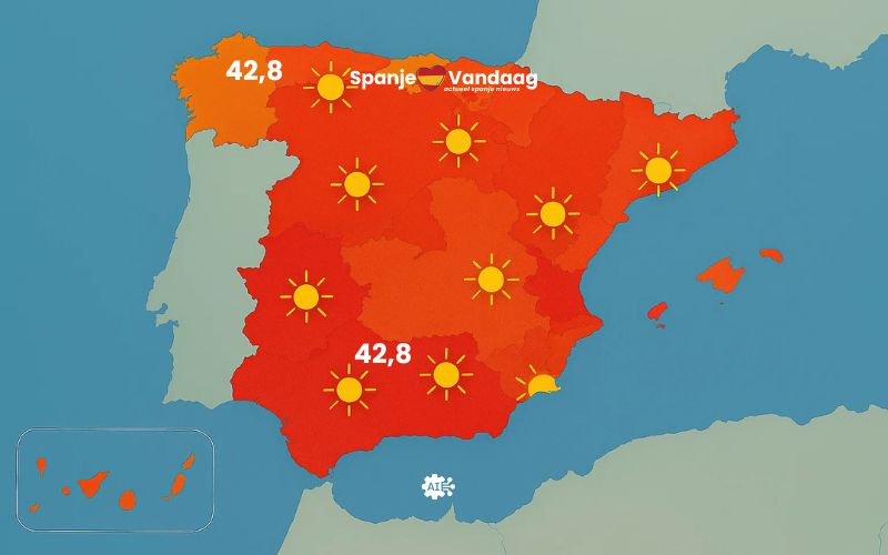 Hittegolf Spanje: Galicië op gelijke hoogte met Andalusië met hoogste temperatuur van 42,8 graden