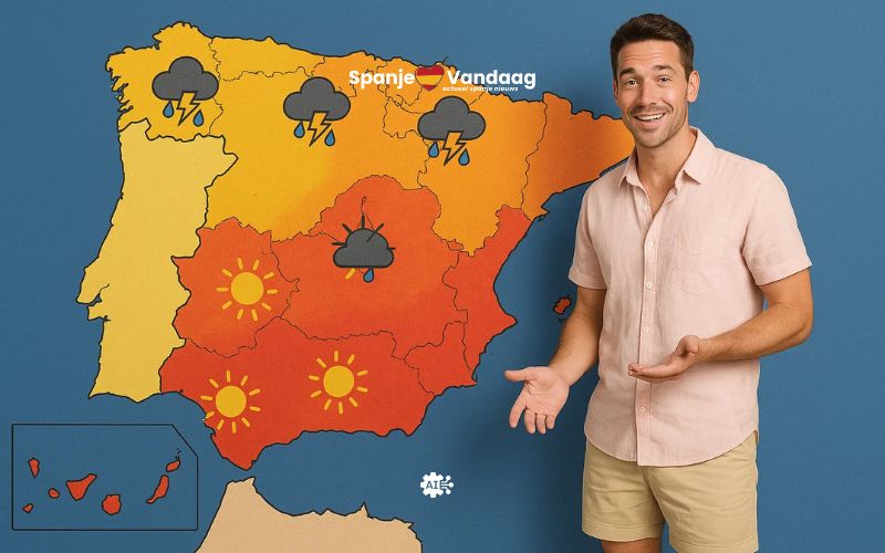 Luchtzak brengt omslag in het weer in Spanje met flinke buien en stevige temperatuurdaling
