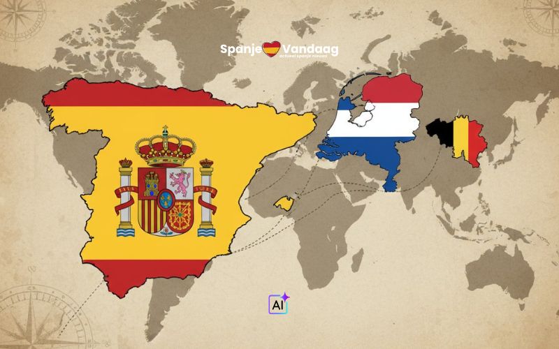 Hoe groot zijn Nederland en België vergeleken met Spanje?