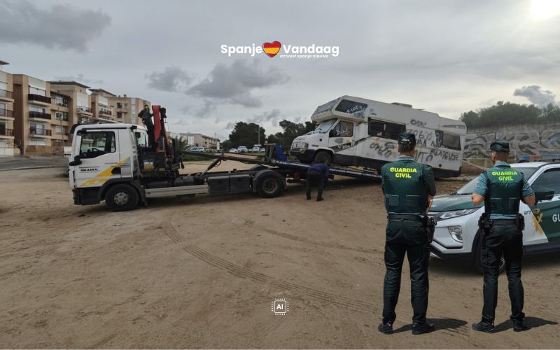 Gekraakte kampeerauto op Mallorca weggehaald na jarenlange overlast
