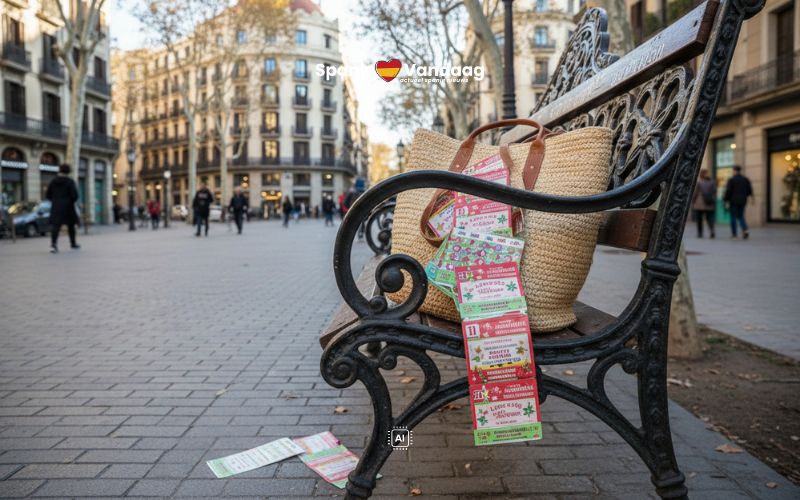 Tas met 60 kerstloterij-loten gevonden op bankje in Barcelona