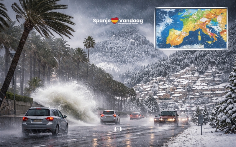 Storm Francis zorgt voor winterweer met regen, sneeuw en kou in delen van Spanje