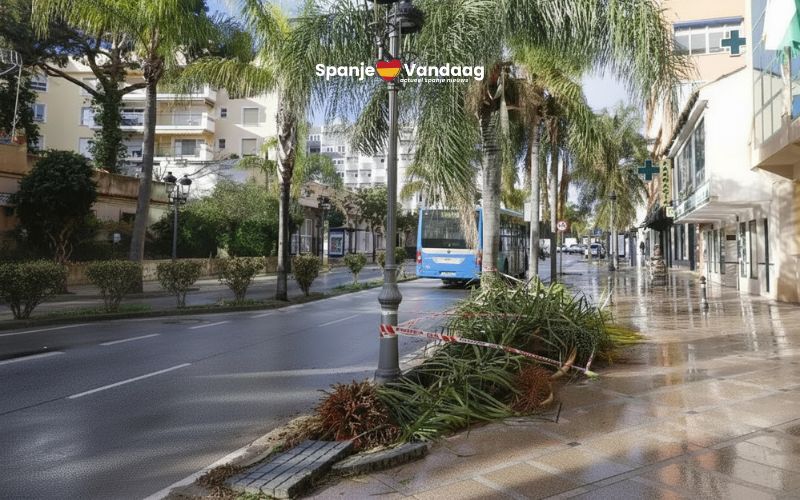 Vrouw overlijdt in Torremolinos nadat palmboom op haar valt tijdens storm Joseph