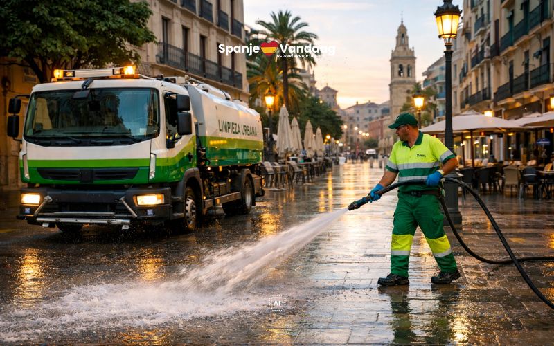 Waarom Spaanse steden hun straten met water schoonspuiten