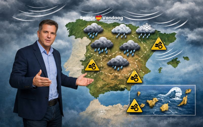 Spaanse weerdienst waarschuwt voor onstuimig weer door meerdere Atlantische stormen