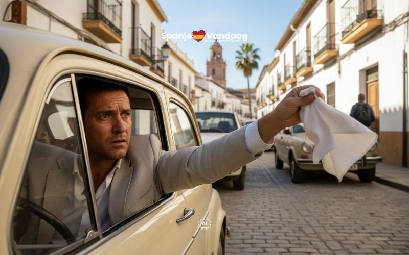 Mag je in Spanje verkeersregels negeren met een witte zakdoek uit het autoraam?