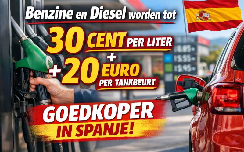 Benzine en diesel worden na btw-verlaging tot 30 cent per liter en 20 euro per tankbeurt goedkoper in Spanje