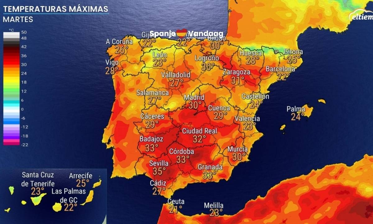 April doet alsof het juni is in Spanje met 35 graden en zomerse onweersbuien