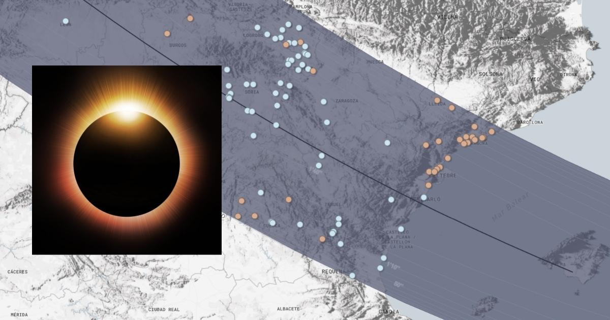 Zonsverduistering 2026: dit zijn de officiële kijkpunten in Spanje en de exacte tijden per stad