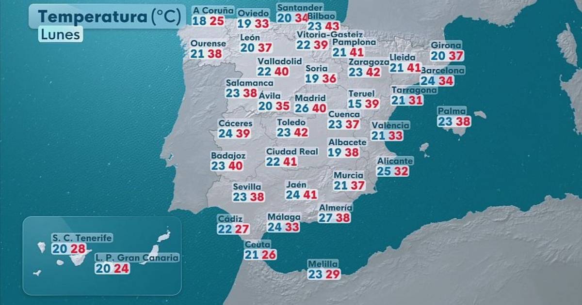 Hittegolf in Spanje vandaag: tot 42 graden in het Ebro-dal op 22 juni